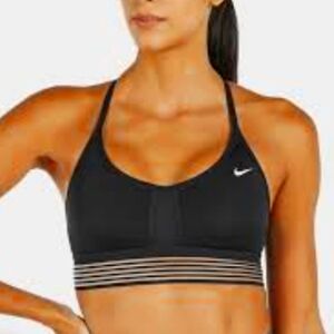 NIKE XL pro Indy cool racerback sports bra black with silver sheer band